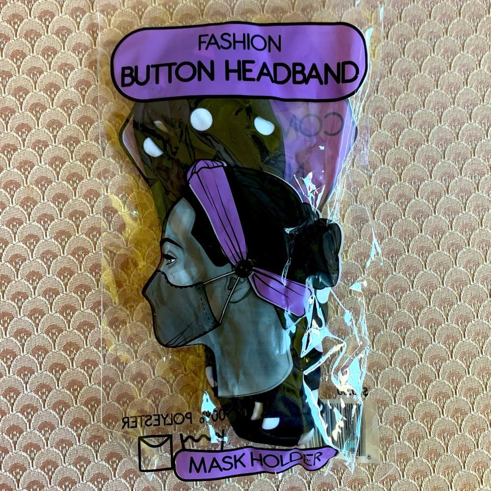 Polka Dot Mask Holder Headband
